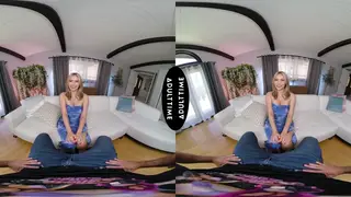 Busty Blonde Rides and Takes Creampie in VR POV