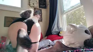 Teen Cosplayer Smokes and Cums with Glass Wand