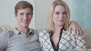 Busty Blonde Wife Rides a Massive Cock on the Couch
