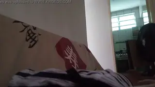 Latino Guy Strokes His Big Cock in Friend's House