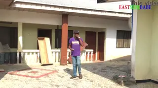 Ebony MILF Caught Fucking Landlord Outdoors