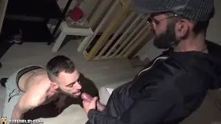 Hairy Arab Hunk Face-Fucks Slim Twink Outdoors