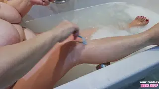 Stepmom Soaps Her Massive Natural Breasts