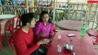 Indian Wife Serves Stranger on the Beach While Husband Watches
