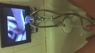 Guy Enjoys Hands-Free Cumshot in Bathroom Shower