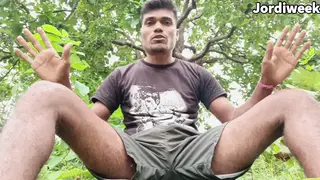 Asian Teen Strokes Big Cock Outdoors to Cumshot