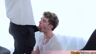 Muscular Pastor Barebacks Teen Student After Blowjob