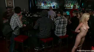 Blonde Waitress Joins Lesbian Pair for Toy Play in Club
