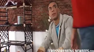 Latino Femboy in Stockings Gives a Sensual Blowjob
