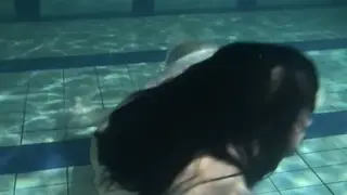 European Teen Strips Lingerie for Poolside Swim
