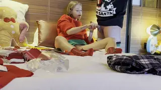 Petite Blonde Teases a Thick Cock for the Holidays