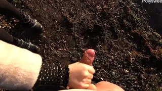 BBW Femdom Pegs Sub Outdoors by the Lake