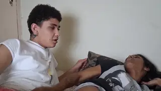Petite Stepsister Swallows Load After Couch Doggystyle Session