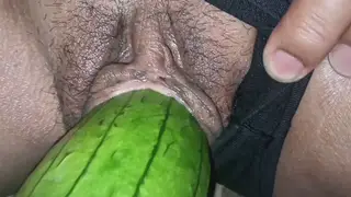 Amateur Babe Rides a Carrot to a Real Creampie