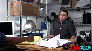 Muscular Employee Takes Fingers and Penetration at Desk