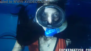 Latina Beauty Teases Underwater in a Diving Mask