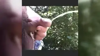 Hairy Guy Pisses Outdoors in the Garden
