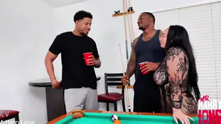 Busty BBW MILF Rides Two BBCs for a Double Creampie