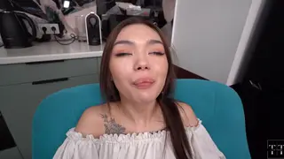 Petite Asian Babe Endures Rough Creampie Session