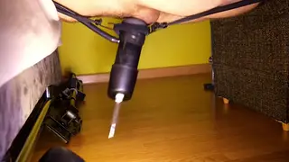 Bound Asian Stud Milked by Cock Machine