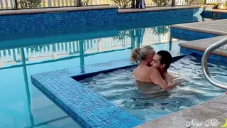 Voluptuous MILF Teases Her Lover Poolside