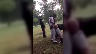 Ebony Stud Barebacks Interracial in Public Park