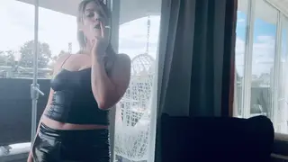Busty European BBW Teases With Smoke Before Blowjob