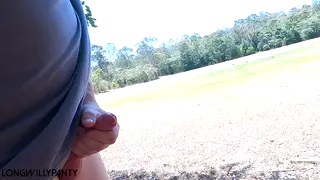 Amateur Strokes His Cock Outdoors to Cumshot in Public