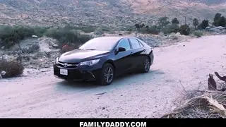 Hairy Stepdad Teaches Twink Stepson in the Car