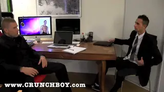 Muscular Man in Uniform Dominates a Slim Twink