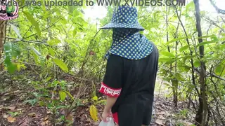 Petite Asian Flashes and Pisses on Forest Trail