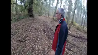 Mature European Shows Pierced Uncut Cock Outdoors