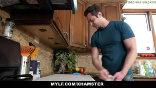 Busty Stepmom Rewards Stepson with a Kitchen Titjob and Anal