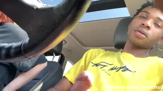 Redhead Couple Gets Frisky in the Car With Oral and Hand Play