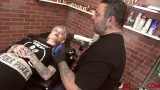 Tattooed Blonde Petite Gets Fresh Ink Then Takes It Outside