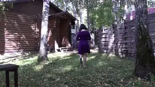 Brunette Pees Through White Panties Outdoors Solo