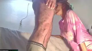 Mature Latina Milf Drains Cock with Deep Throat and Handjob