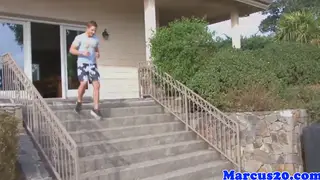 Muscular Jock Works His Body in Solo Session