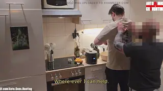 Inked European Teen Takes First Bareback Ride in Kitchen