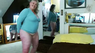 Curvy Mature Woman Masturbates Hairy Pussy in Lingerie