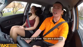 Curvy Brunette Gives Roadside Blowjob in Car