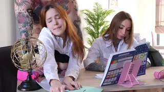 Redhead Teacher and Student Share a Threesome