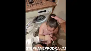 Busty French Brunette Gives POV Blowjob With Toys