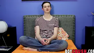 Inked Smooth Twink Masters His Cock with a Skilled Handjob Finish