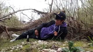 Asian Twink Jerks Huge Cumshot Outdoors on Hike