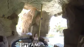 Redhead Stepdaughter Seduces Stepdad in Jacuzzi for Facial