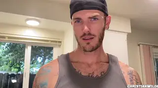 Tattooed Jock Works His Cock in POV