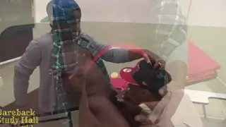 Muscular Daddy Barebacks Twink in Study Hall Roleplay