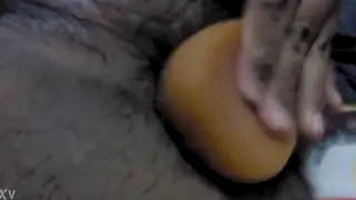 Heavy Bear Stretches His Hole With a Thick Dildo