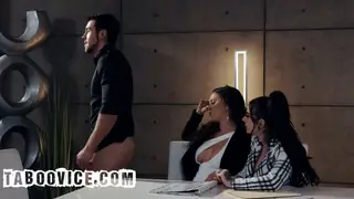 Busty MILFs Share a Desk Threesome With Their Employee